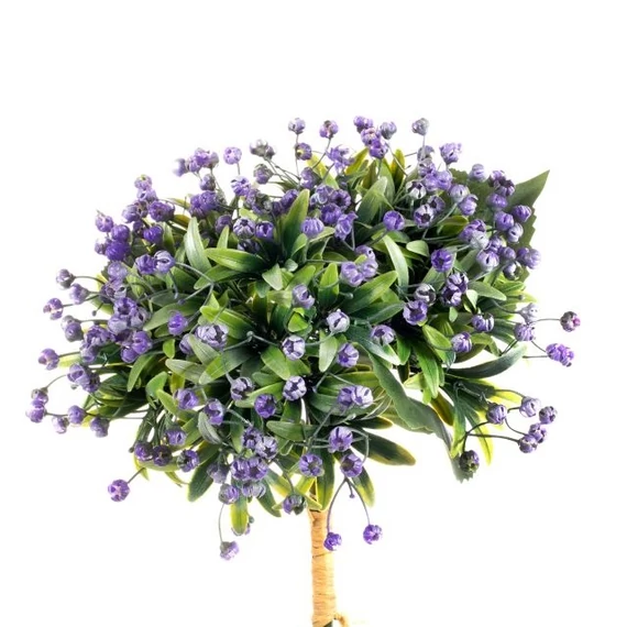 Selyemvirág csokor levéllel, kék, 35 cm