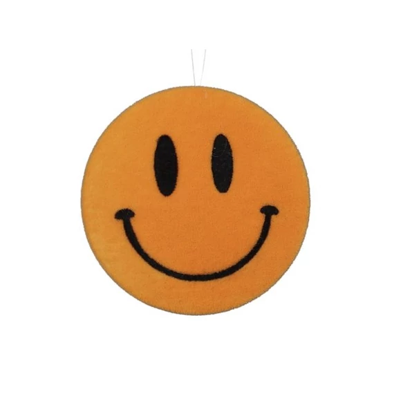 Flokkolt műanyag akasztós smiley narancssárga 16 cm