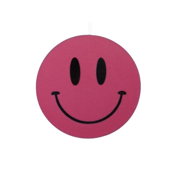 Flokkolt műanyag akasztós smiley pink 25 cm