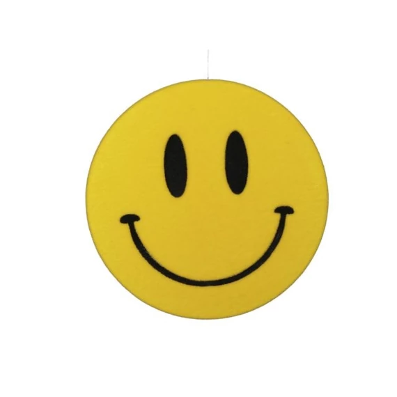 Flokkolt műanyag akasztós smiley sárga 25 cm