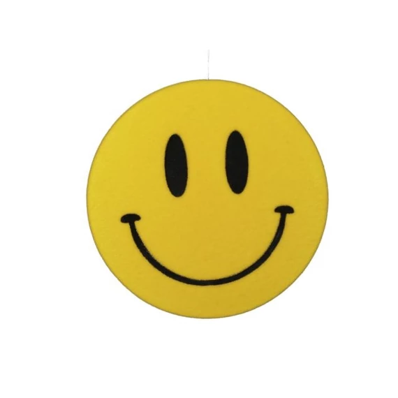 Flokkolt műanyag akasztós smiley sárga 30 cm