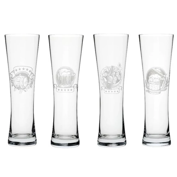 Üveg sörös pohár BLANC Swarovski kristállyal, 500 ml, átlátszó, 4 darabos szett