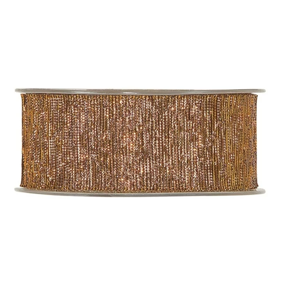 Csillogós textil szalag, 40 mm x 15 m, bronz