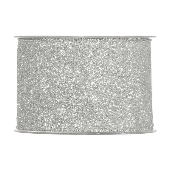 Szalag glitteres, 63 mm x 10 m, ezüst