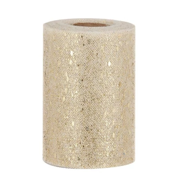 Glitteres, tüll szalag 14 cm x 50 m arany