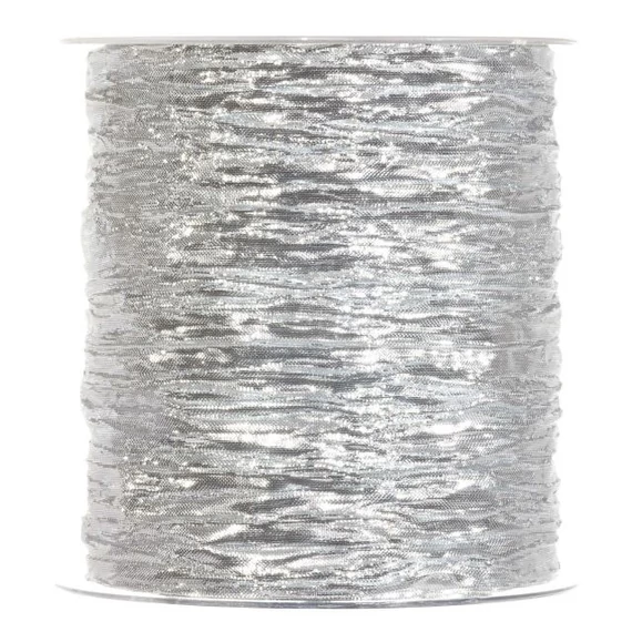 Gyűrt, csillogós textil szalag 100 mm x 10 m ezüst