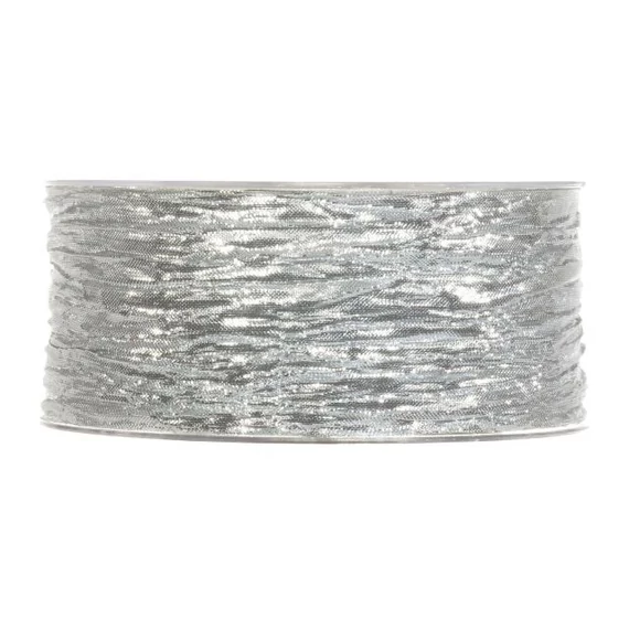 Gyűrt, csillogós textil szalag 38 mm x 10 m ezüst