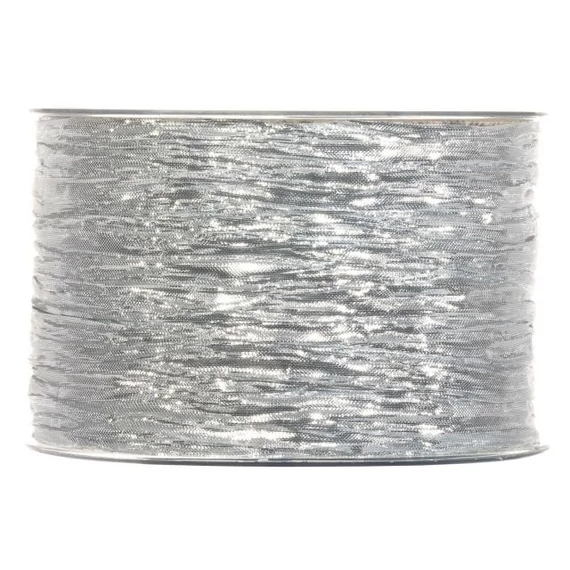 Gyűrt, csillogós textil szalag 63 mm x 10 m ezüst