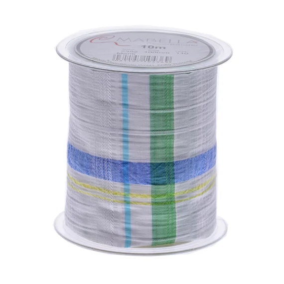 Kockás textil szalag, 100 mm x 10 m, kék