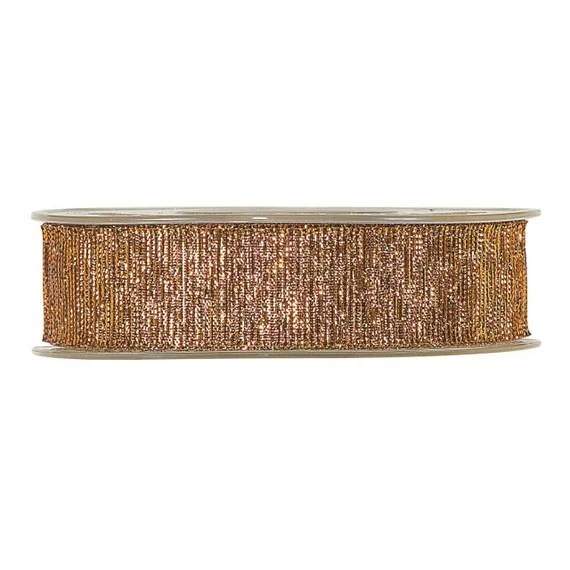 Csillogós textil szalag, 25 mm x 15 m, bronz