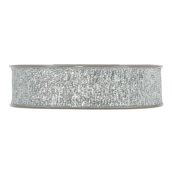 Csillogós textil szalag, 25 mm x 15 m, ezüst