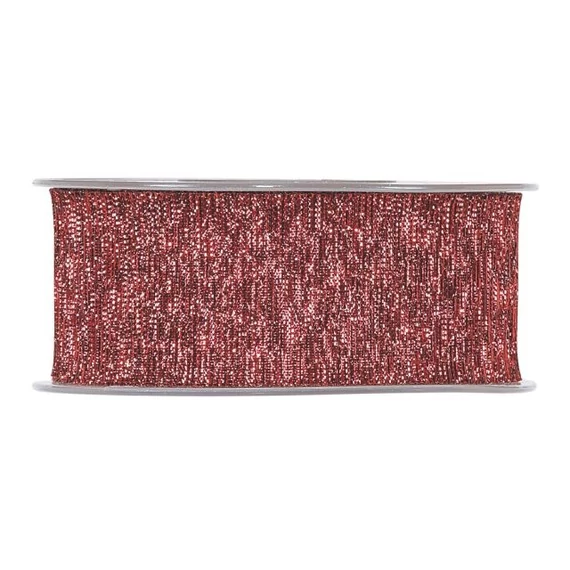 Csillogós textil szalag, 40 mm x 15 m, piros