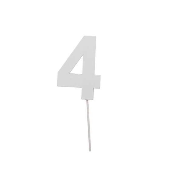 Betűzős szám 4-es, fa, 7 cm, fehér, 10 db