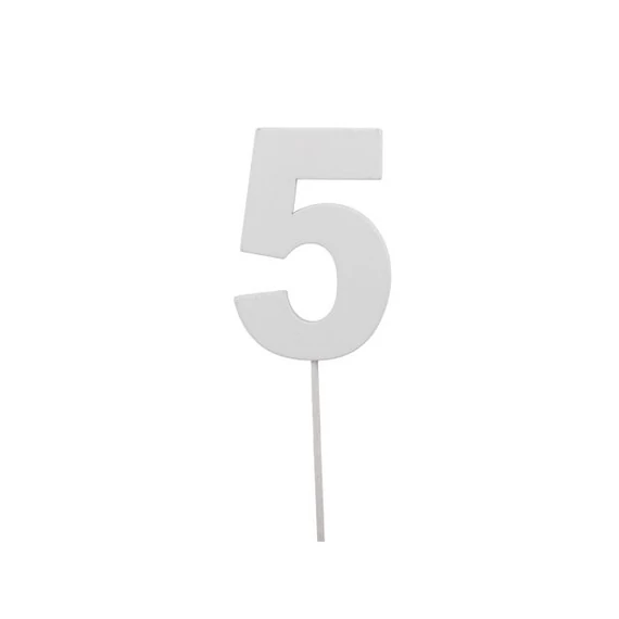 Betűzős szám 5-ös, fa, 7 cm, fehér, 10 db