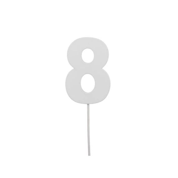 Betűzős szám 8-as, fa, 7 cm, fehér, 10 db