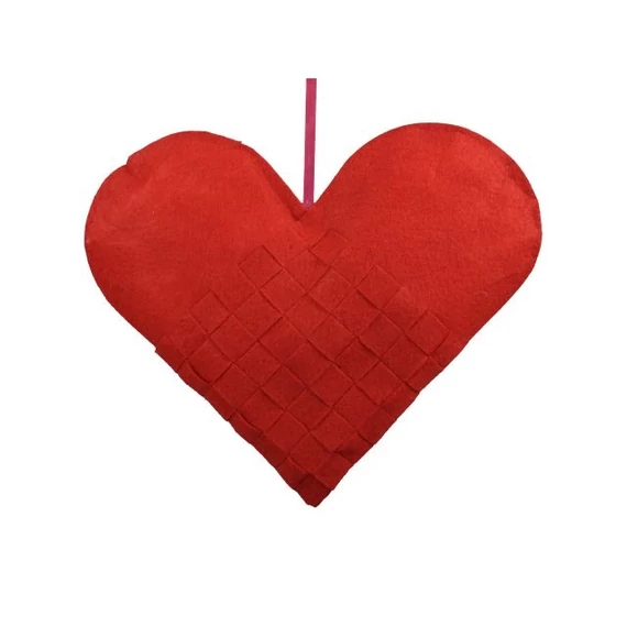 Akasztós szív, textil 40 cm piros