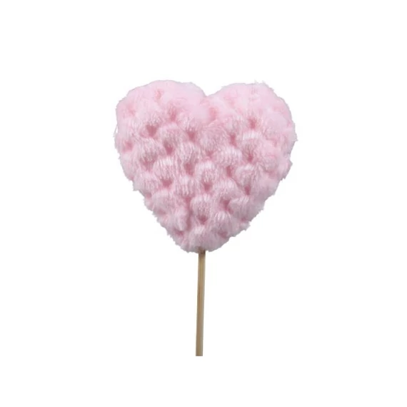 Betűzős textil szív, rózsaszín, 7 cm, 6 db