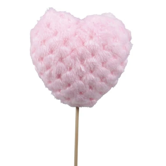 Betűzős plüss szív, textil 8 cm rózsaszín 4 db