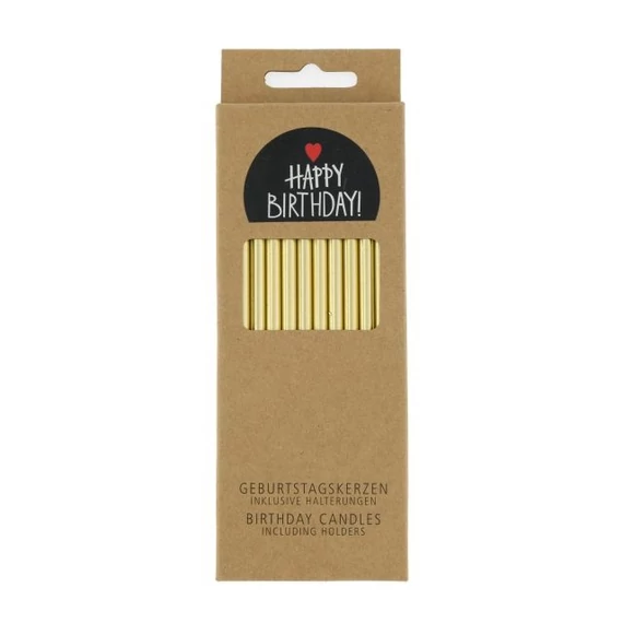 Szülinapi gyertya metál paraffin 10 cm arany 24 db