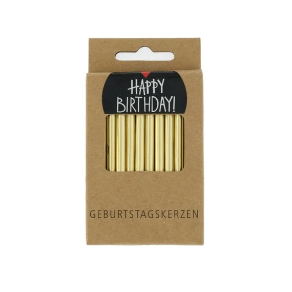 Szülinapi gyertya metál paraffin 6 cm arany 24 db