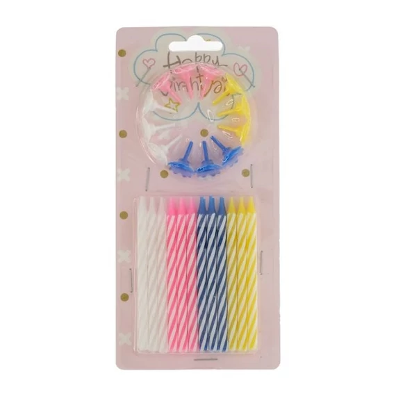 Szülinapi gyertya paraffin 8 cm színes 24 db