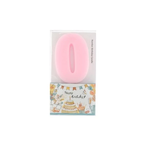 Szülinapi számgyertya 0-ás paraffin 6 cm rózsaszín