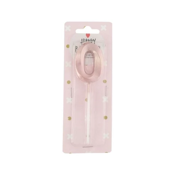 Szülinapi számgyertya 0-s betűzős paraffin 5 cm rosegold