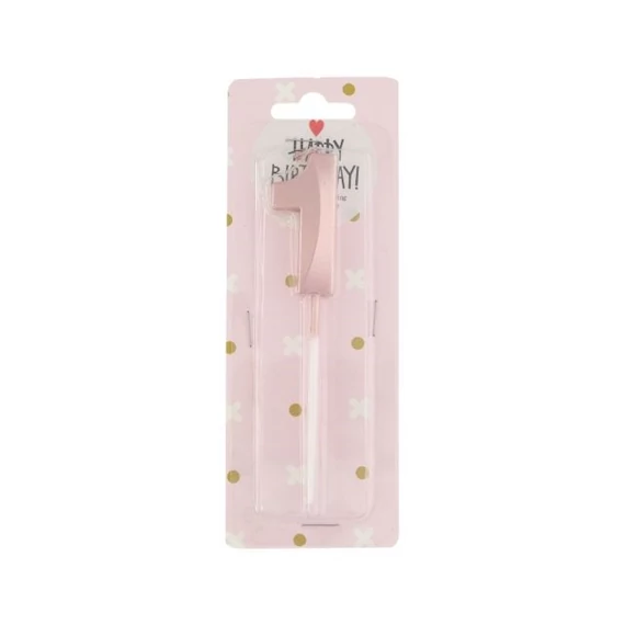Betűzős szülinapi számgyertya 1-es paraffin 5 cm rosegold