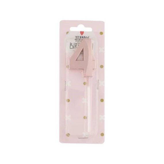 Szülinapi számgyertya 4-es betűzős paraffin 5 cm rosegold