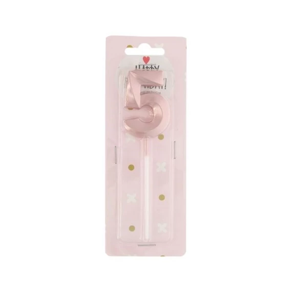 Betűzős szülinapi számgyertya 5-ös paraffin 5 cm rosegold