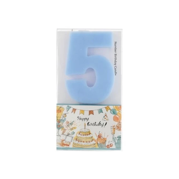 Szülinapi számgyertya 5-ös paraffin 6 cm kék