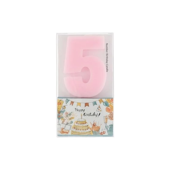 Szülinapi számgyertya 5-ös paraffin 6 cm rózsaszín