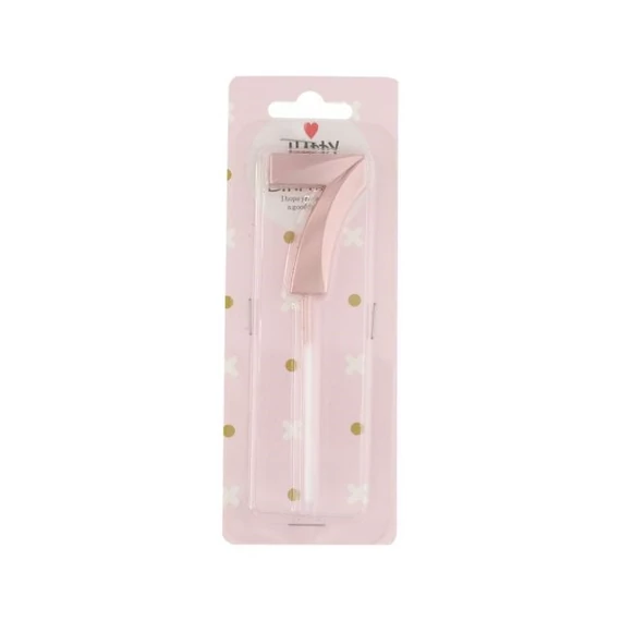 Szülinapi számgyertya 7-es betűzős paraffin 5 cm rosegold