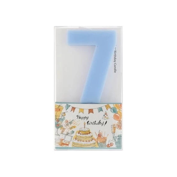 Szülinapi számgyertya 7-es paraffin 6 cm kék