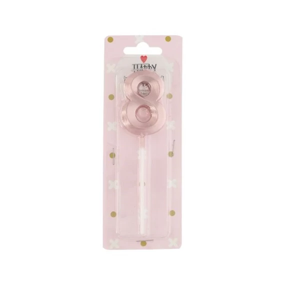 Betűzős szülinapi számgyertya 8-as paraffin 5 cm rosegold