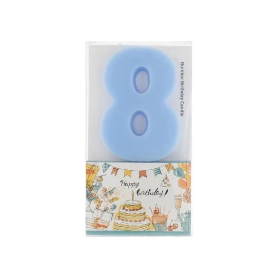 Szülinapi számgyertya 8-as paraffin 6 cm kék