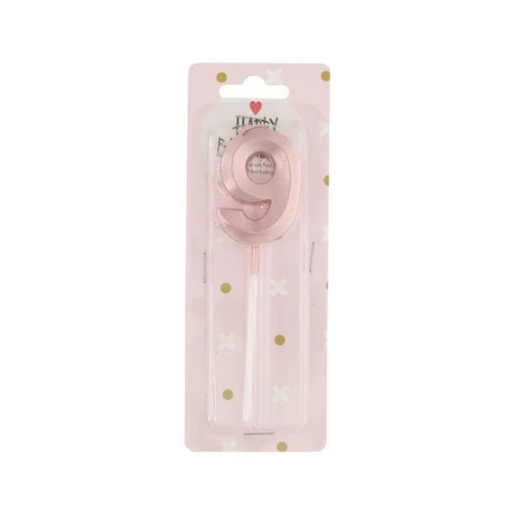 Szülinapi számgyertya 9-es betűzős paraffin 5 cm rosegold