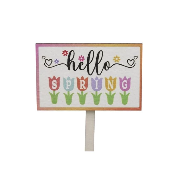 Tábla „hello spring” felirattal fa betűzős színes 10,5×6,5 cm (8 db)