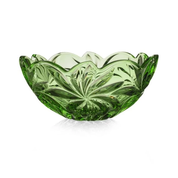 Üveg tál FLORA, 28 cm, zöld