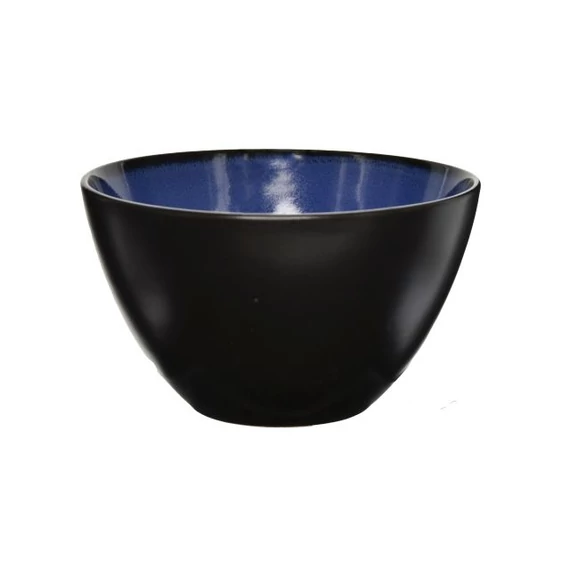 Kerek kerámia tál, kék-fekete, 15 cm