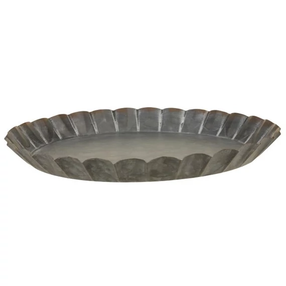Tál mintás széllel, fém, 30 cm, szürke