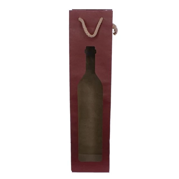 Boros tasak ablakkal papír 9x37x8,5 cm bordó