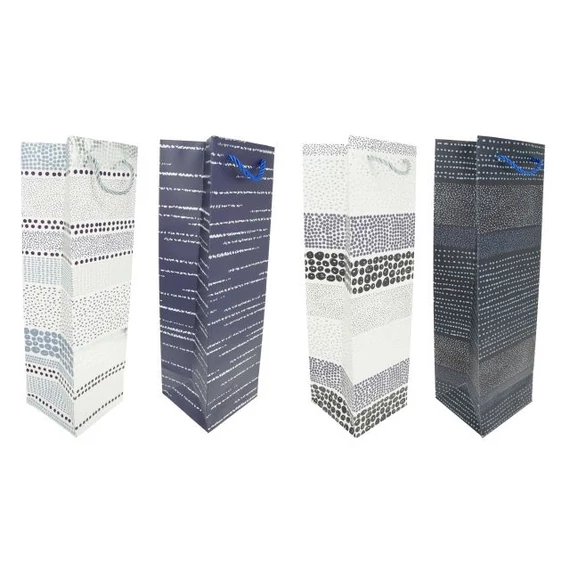 Papír tasak boros pöttyös mintával 11×38×11 cm fehér 4 féle