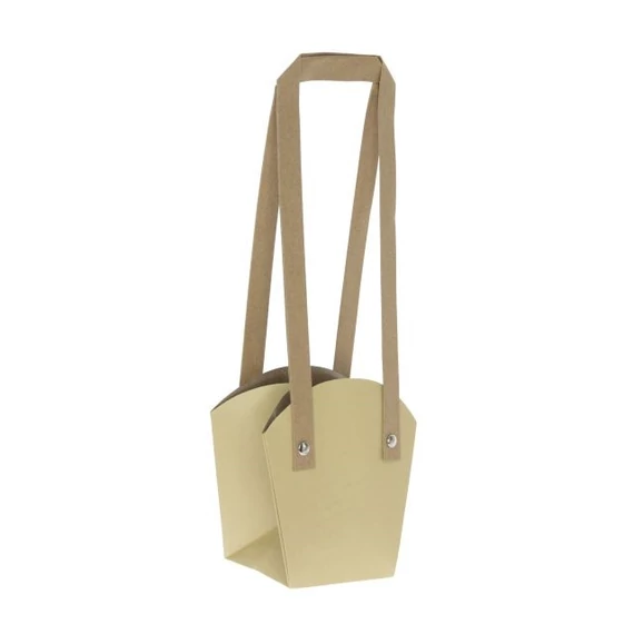 Cserepes virághoz tasak füllel, 16,5x11,5x18,5 cm, beige