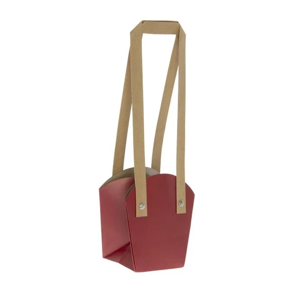 Cserepes virághoz tasak füllel, 16,5x11,5x18,5 cm, piros