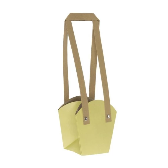 Cserepes virághoz tasak füllel, 16,5x11,5x18,5 cm, sárga