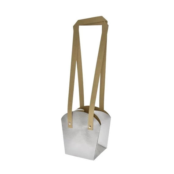 Cserepes virághoz tasak füllel, 16,5x11,5x18,5 cm, ezüst
