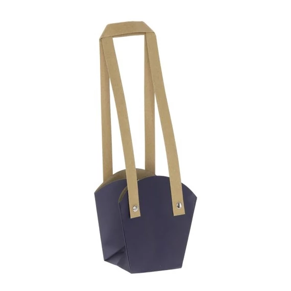Cserepes virághoz tasak füllel, 16,5x11,5x18,5 cm, sötétkék