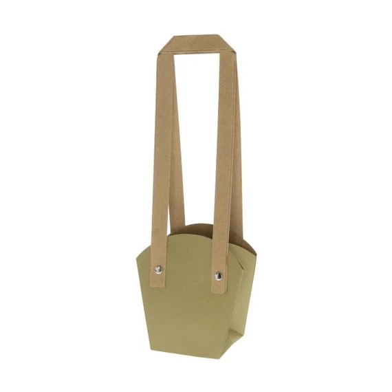 Cserepes virághoz tasak füllel, 16,5x11,5x18,5 cm, khaki