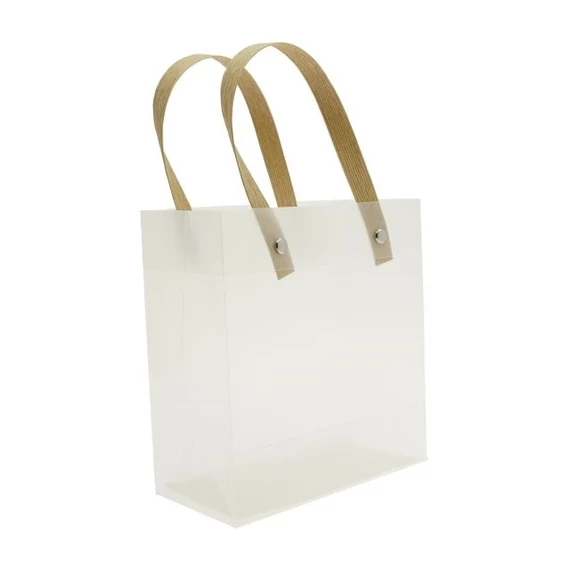 Tasak cserepes virághoz füllel műanyag 20x15x10 cm átlátszó